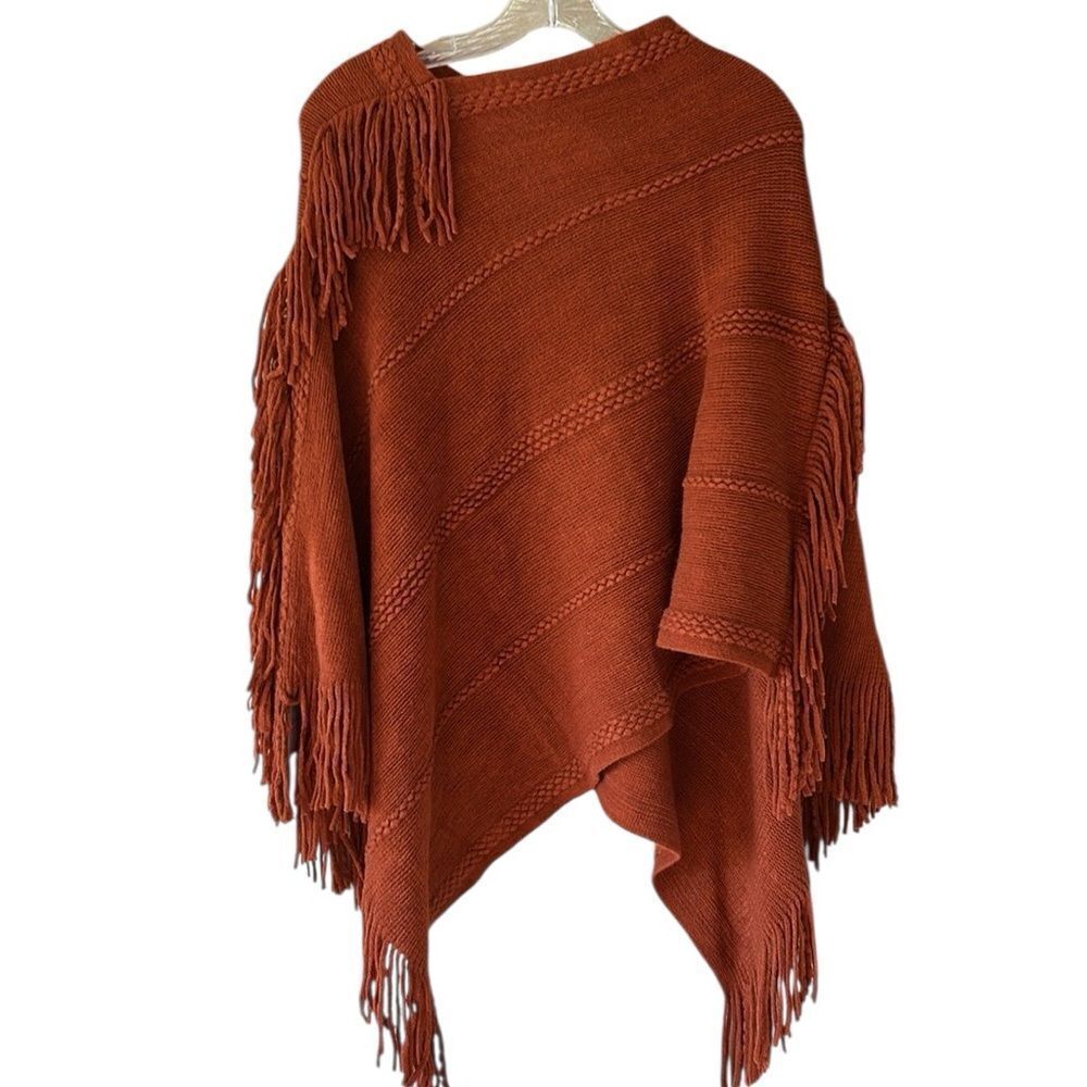 NEW Riah Fashion Rust Shawl/Poncho